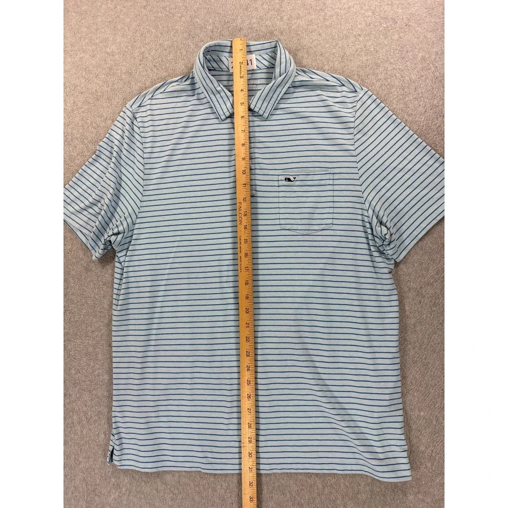 Vineyard Vines Edgartown Striped Short Sleeve Polo Shirt (Men's Large) Blue